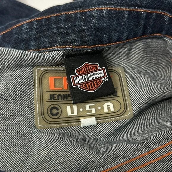 Harley Davidson Motorcycles Denim Jean Jacket Patches 100th Anniversary Blue XL - Picture 9 of 12